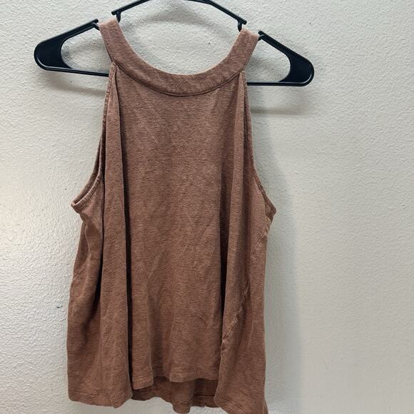 Joie 100% Linen Halter High Neck Brown Minimalist Basic Tank Top Summer size L - Picture 1 of 4